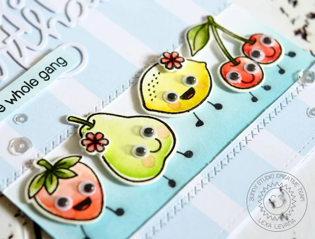 Sunny Studio Stamps: Fresh & Fruity Googly Eyes Fruit Birthday Card by Lexa Levana.