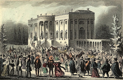 Crowd in front of White House during Andrew Jackson's first inaugural