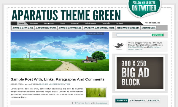 Aparatus Green Premium Blogger Template