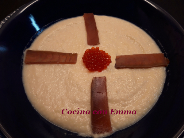 Crema de chirivías con mojama