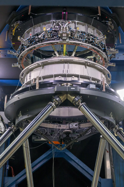 The docking system that will be used to connect SpaceX's Starship lunar lander to the Orion capsule or Gateway space station during Artemis missions is tested at NASA's Johnson Space Center in Houston, Texas.
