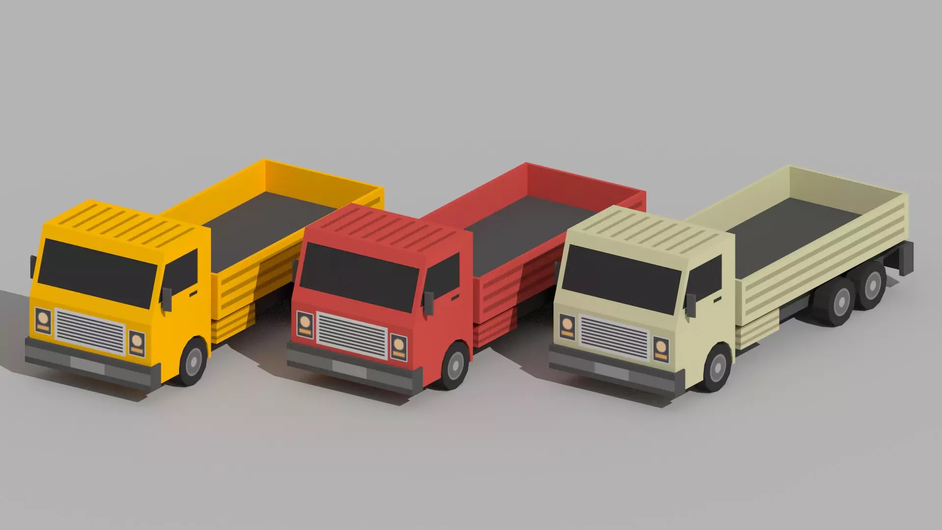 Low Poly polygon car truck vehicles