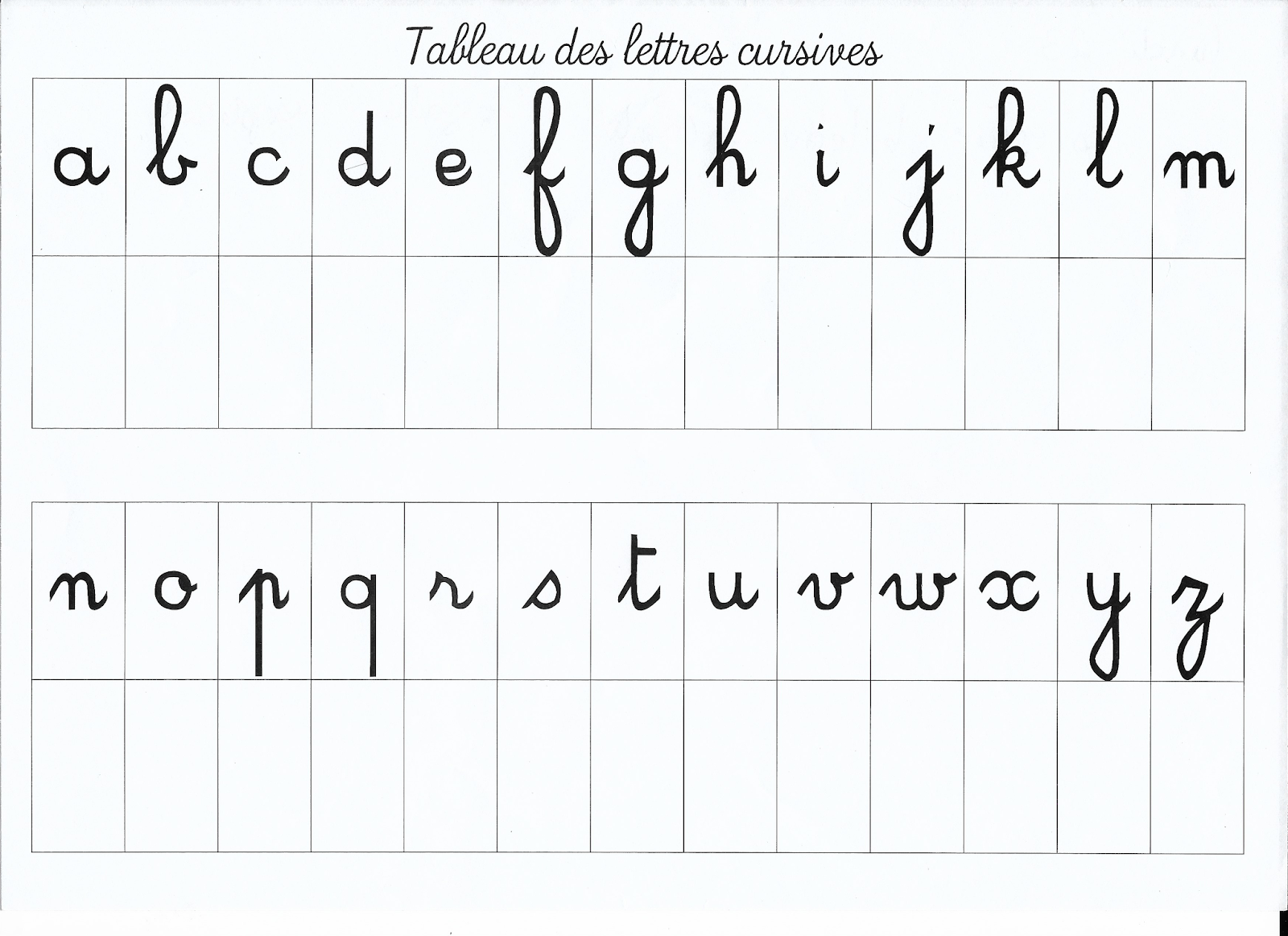 BlogGSEFD 23/03  Langage écrit  correspondance alphabet en cursive