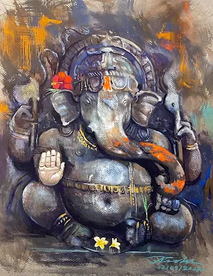 Shree Ganesh painting Nishikant Palande