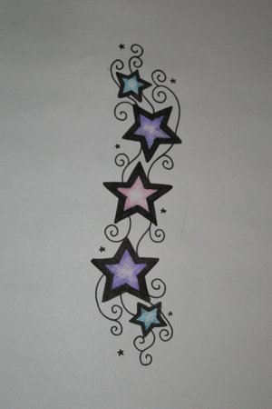 small and cute star tattoo designs combined with moon tattoo designs 5