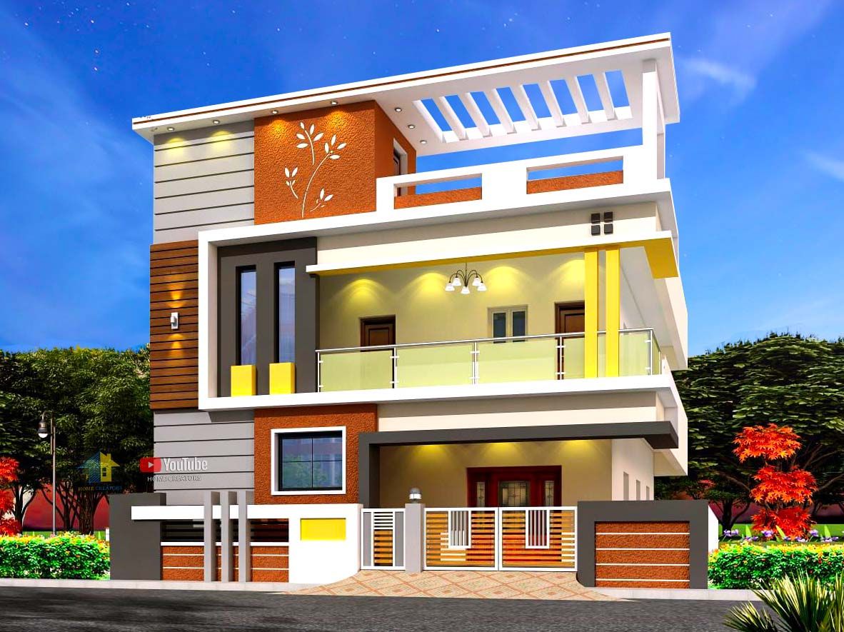 Beautiful 2 Floor House Front Elevation Design in Village