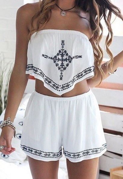 Fashion Strapless Print Two-Piece