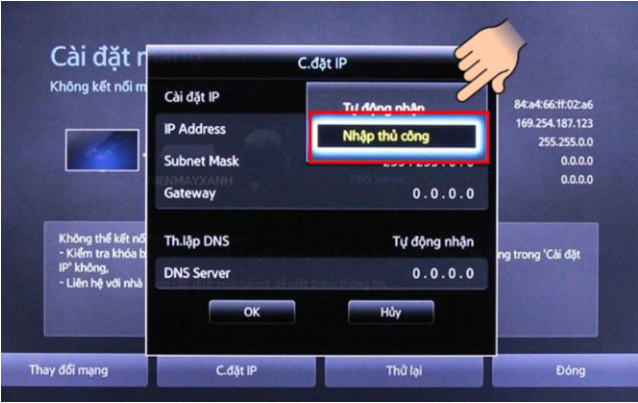 Chọn Nhập thủ công