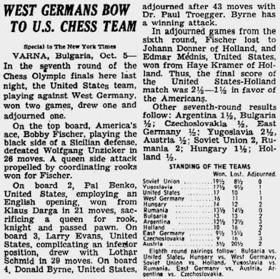 West Germans Bow To U.S. Chess Team