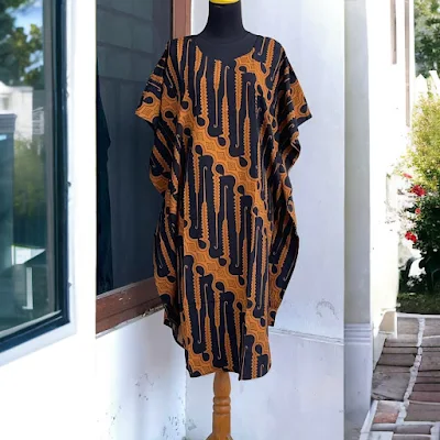 Dress Model Kaftan Motif Batik Bahan Katun Rayon Premium