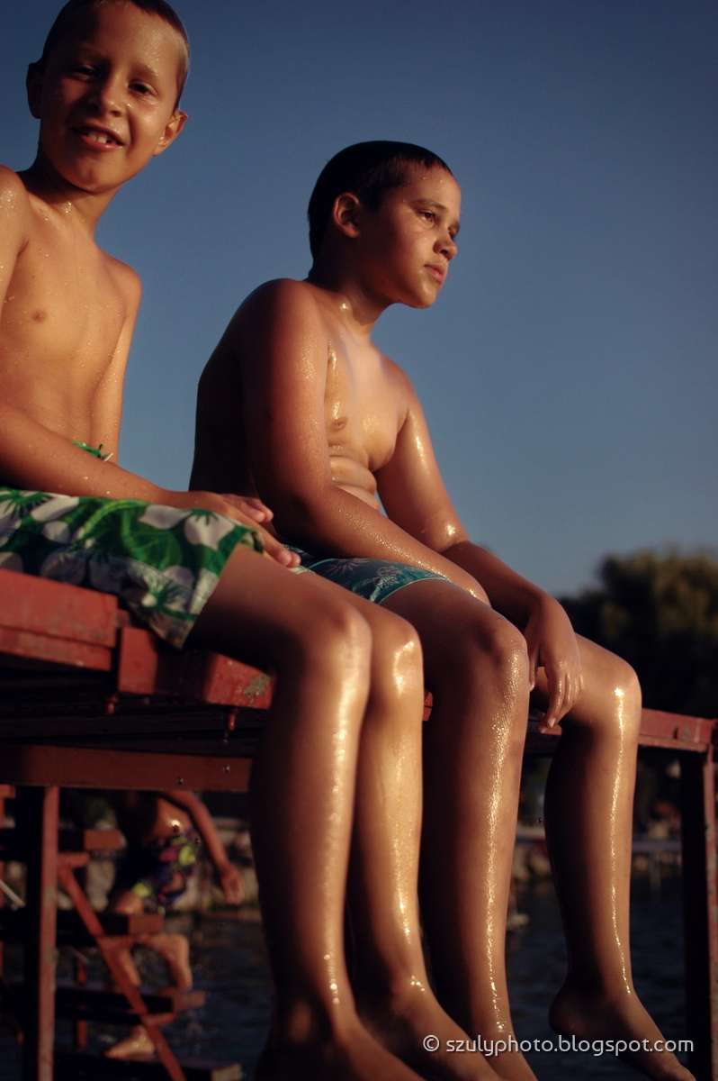 Portrait of kids at the Balaton Lake, Hungary