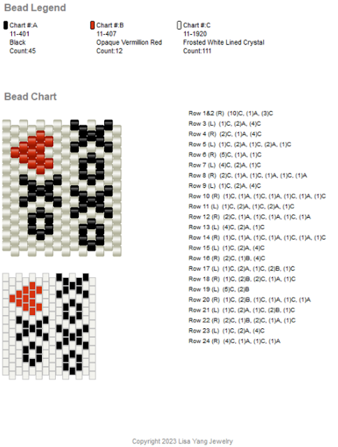 Hugs and Kisses bead project chart