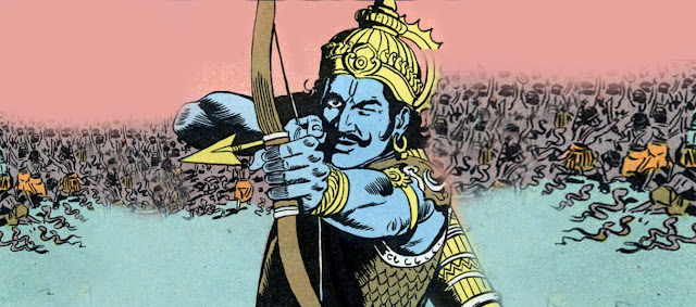 Arjuna aiming his object