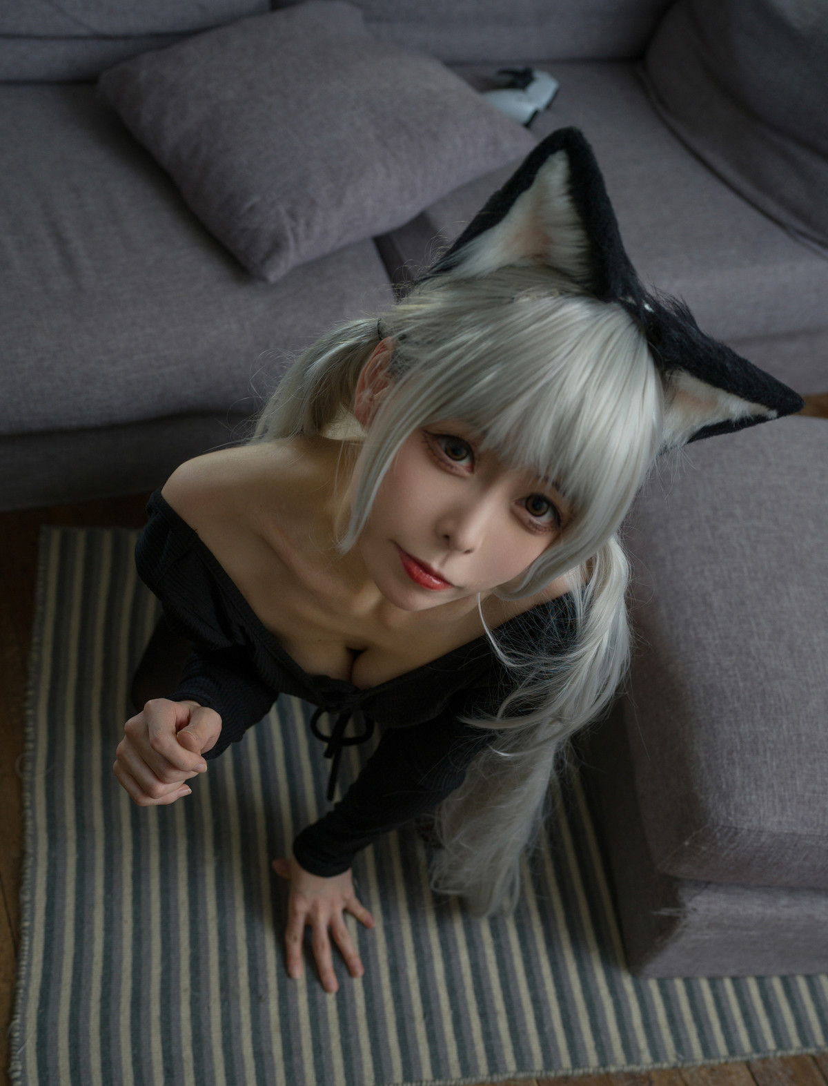 Cosplay 樱岛嗷一 黑猫针织衫连体衣
