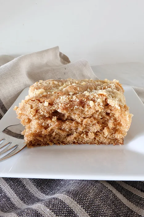 sliced German Crumb Coffee Cake on plate