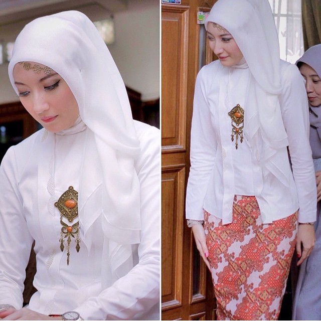 Kebaya Hijab  Polos Putih  Inspirasi Kebaya Indonesia