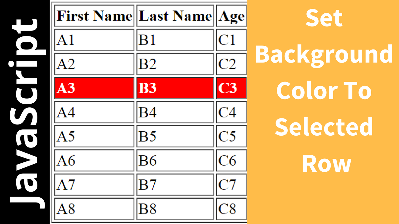 Javascript - Change Selected HTML Table Row Background Color - C#, JAVA