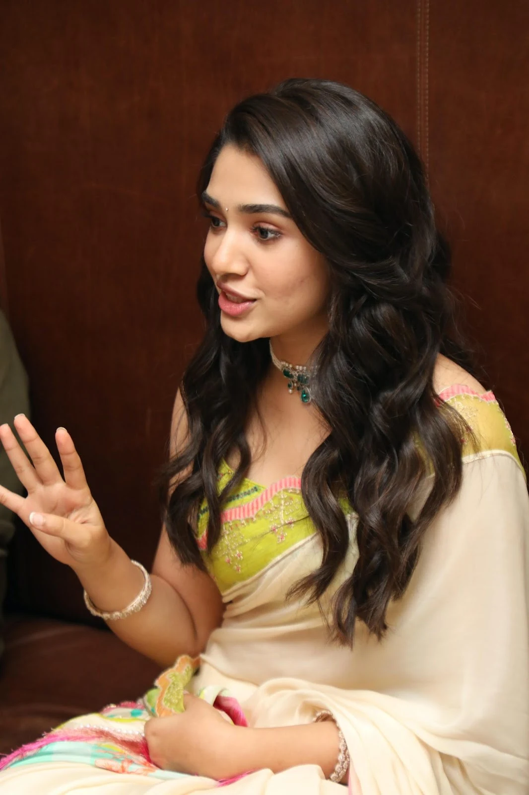 Actress Krithi Shetty at The Warrior Movie Pre Release Event