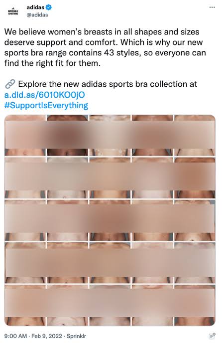 Iklan bra Adidas tampilkan foto payudara wanita