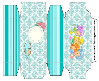 Baby Mermaid: Free Printable Boxes.