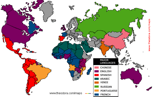 english speaking countries jobs World Language Map | 500 x 319