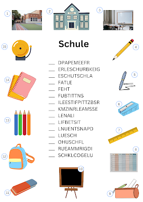 School : A Word Scramble Puzzle for German Learners