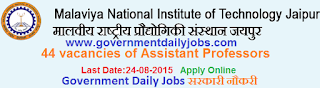MNIT Recruitment 2015 Assistant Professor Jobs,