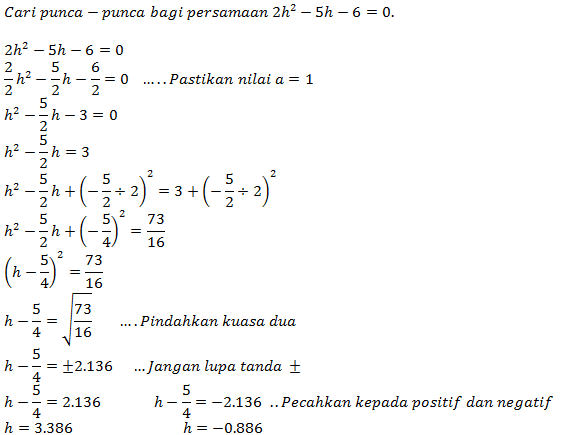 Add Math dan Anda !!: Bab 2 : Persamaan Kuadratik