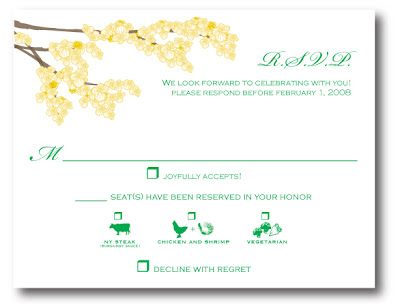 wedding rsvp examples with dinner choices 