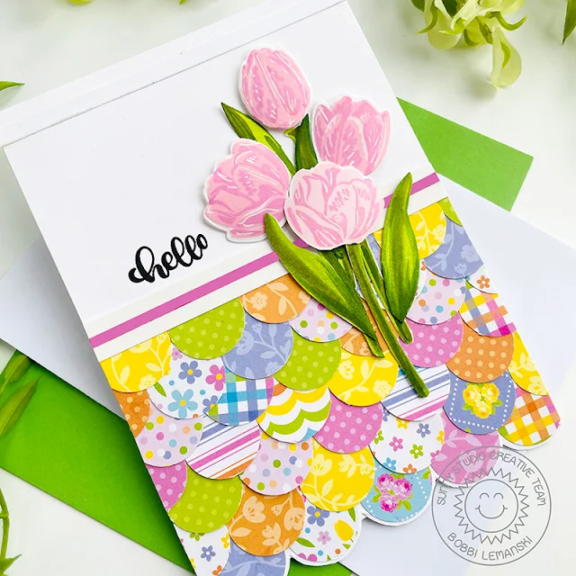 Sunny Studio Stamps: Spring Fever Paper Focused Tranquil Tulips Card by Bobbi Lemanski