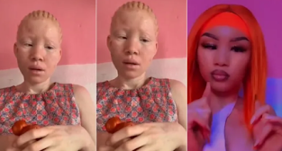 Many reacts as Albino lady shares great transformation after makeup session [video]