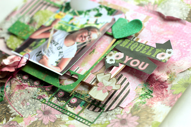 Uniquely You Scrapbook Page by Elena Olinevich using BoBunny Sweet Moments Collection