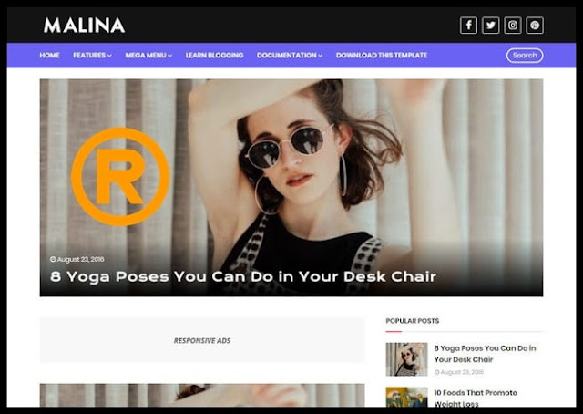 Malina Premium Blogger Template  Download