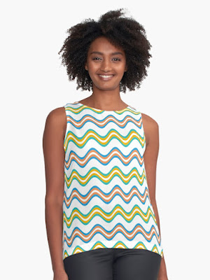 Ocean Colorful Waves on White Sleeveless Top