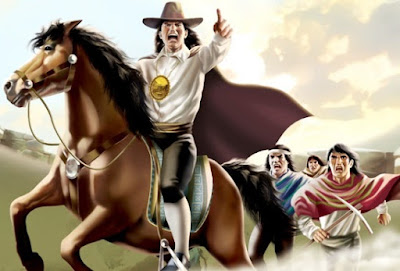 Dibujo de Túpac Amaru II montado en su caballo a color