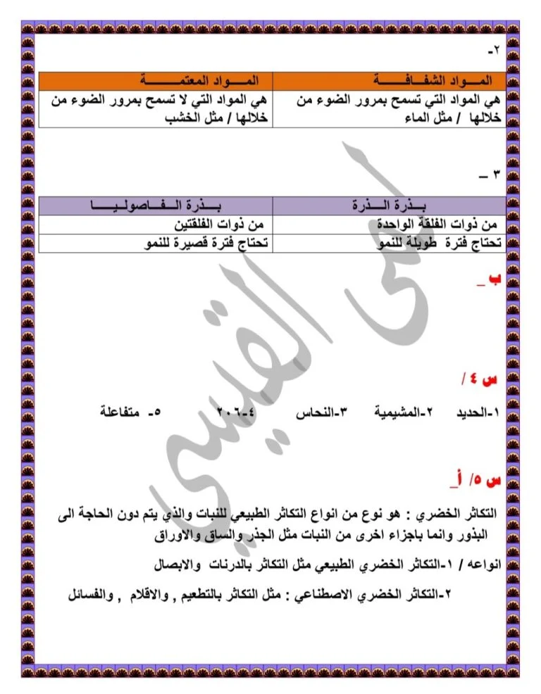 حل اسئلة علوم سادس ابتدائي 2022 دور ثاني