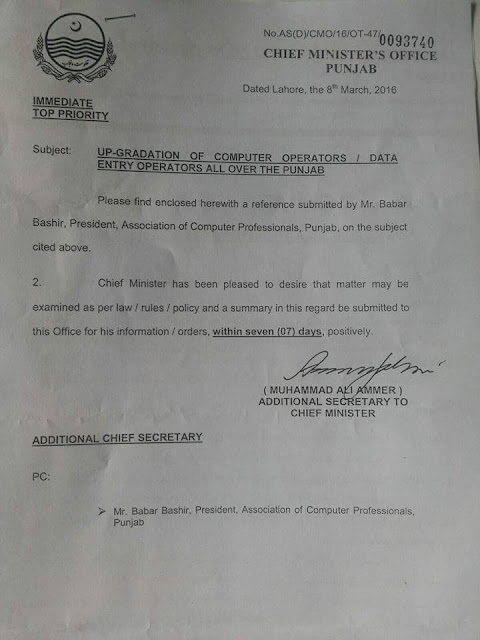 Upgradation of Computer Operators and Data Entry Operators Punjab