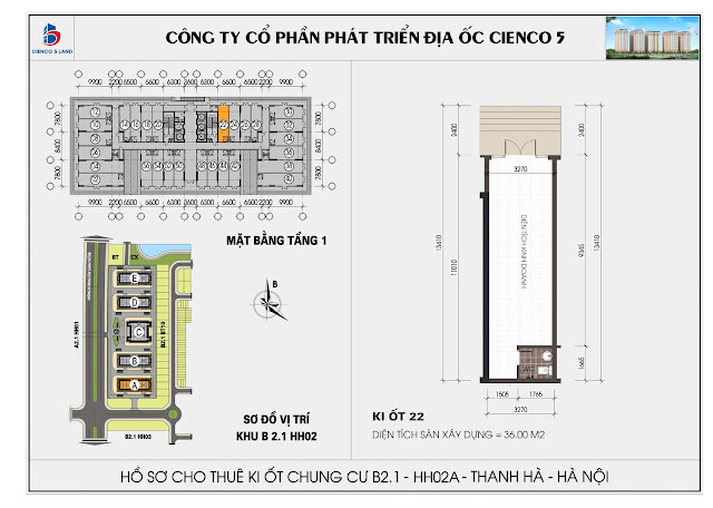 Mặt bằng kiot 22 chung cư b2.1 hh02a thanh hà mường thanh cienco 5 land