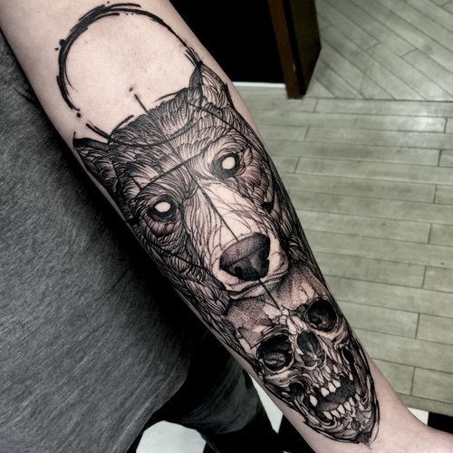 esta_mente_soprando_o_urso_e_o_crnio_de_tatuagem