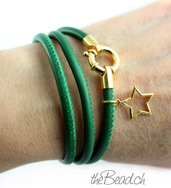 Lederarmband HOPE GREEN mit goldenem Verschluss