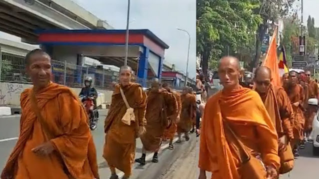 Ritual Biksu Berjalan Kaki dari Thailand ke Borobudur