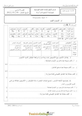 فرض تأليفي 2 فيزياء سنة تاسعة