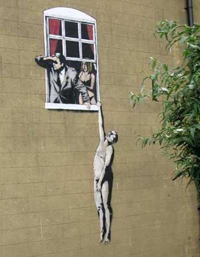 banksy graffiti artwork. Banksys creates graffiti art