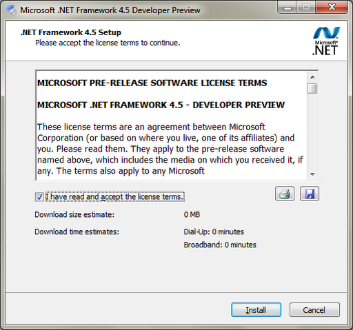 .Net Framework Developer Preview 4.5 Offline Installer 