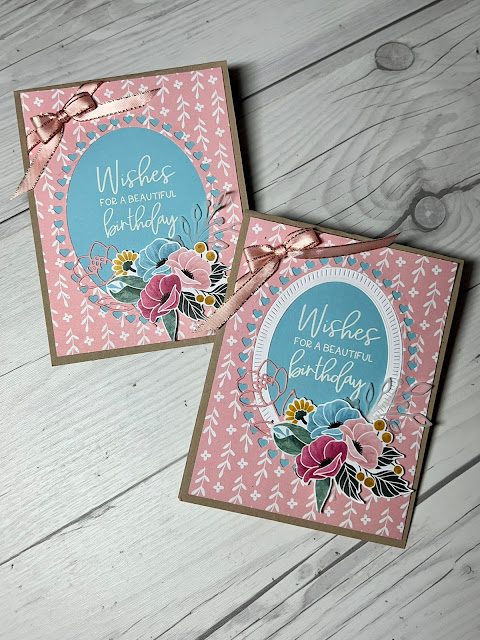 Two versions of floral greeting cards using Stampin' Up! FItting Florets Collection