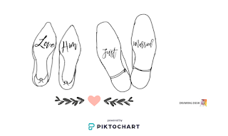 Romantyczne naklejki na podeszły butów ślubnych dla dwojga.