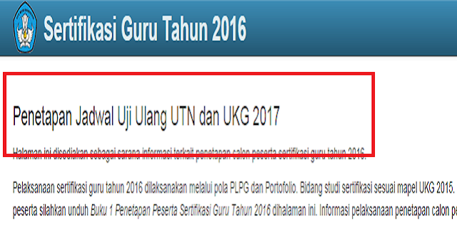 Berikut Jadwal Uji Ulang UTN dan UKG 2017