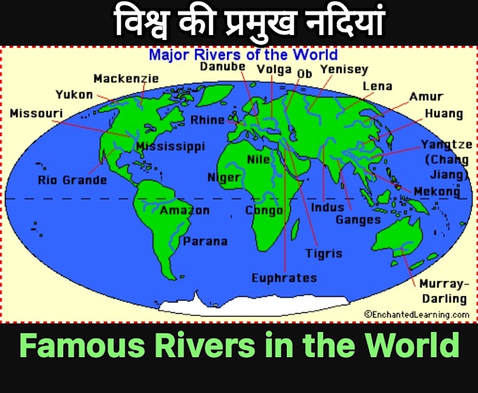 major rivers of the world and their locations |  विश्व की प्रमुख नदियां एवं उनकी भौगोलिक स्थिति
