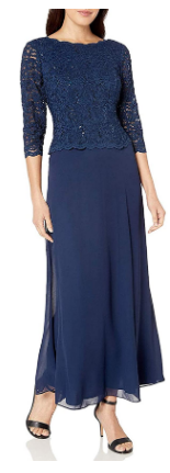 Women's Long Mock Dress with Full Skirt (Petite and Regular Sizes) - Dress 2021