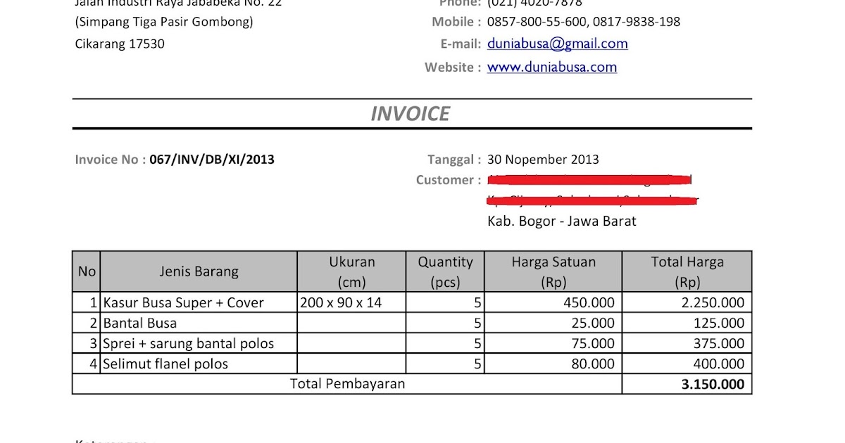 Contoh Invoice Tagihan Jasa - Toast Nuances